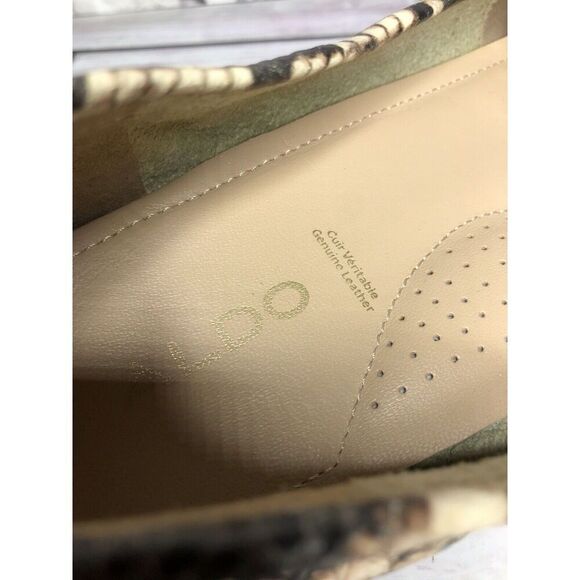 Aldo Cream Snake Skin Print Bow Leather Mocs Driving Shoes Women Sz 8M US/38.5EU - Picture 14 of 16